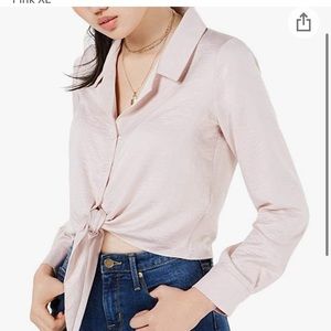 Love fire NWT pink button up crop top